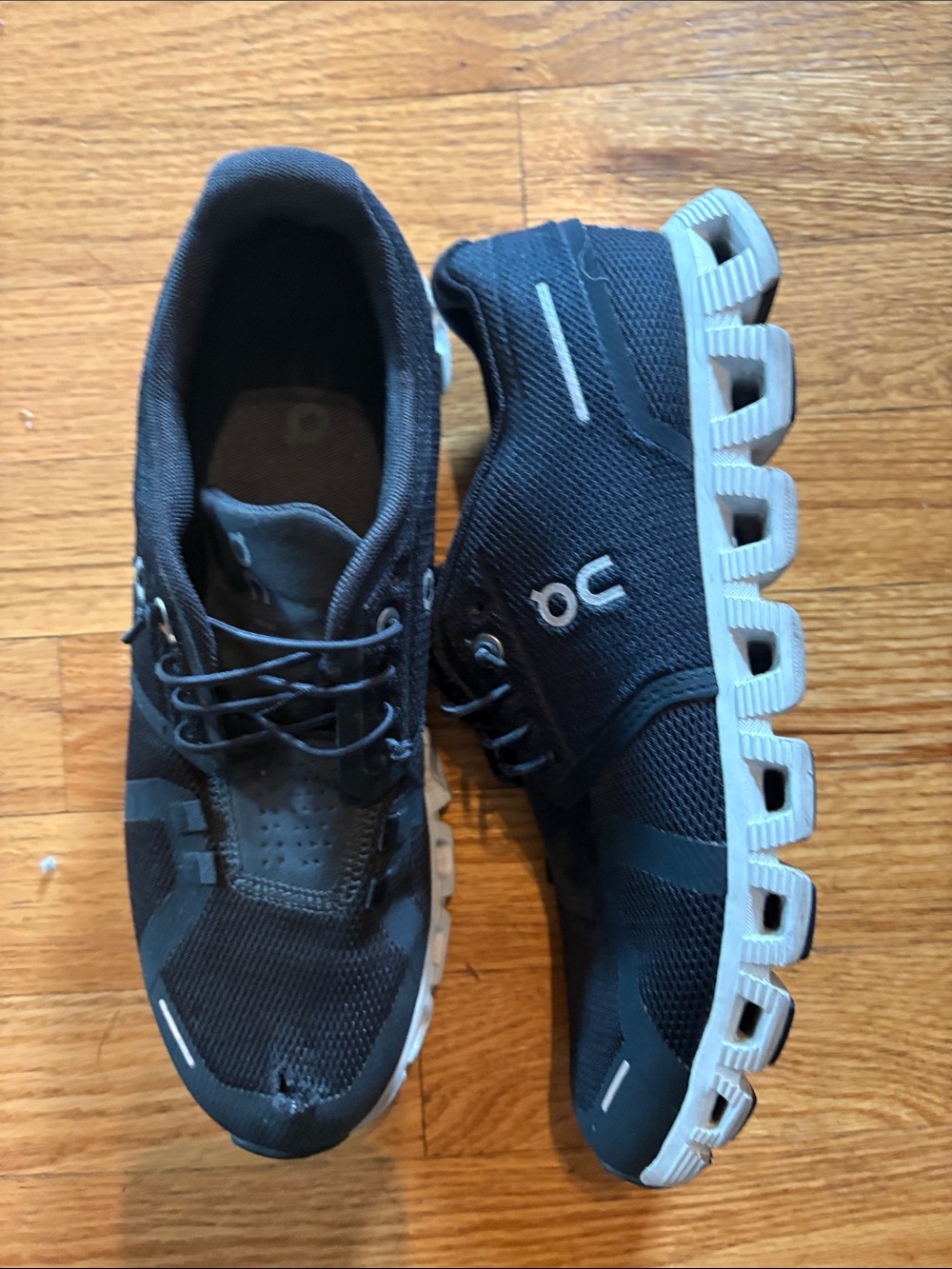 On Running Cloud Women's Black Athletic Sneakers with White Sole